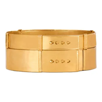 BALMAIN Brass Leather Belts Women's Gold -