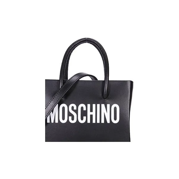 MOSCHINO Cow Leather Tote Bag Shopping Bag Crossbody Handbag Shoulder Bag Mini Women's Black-5