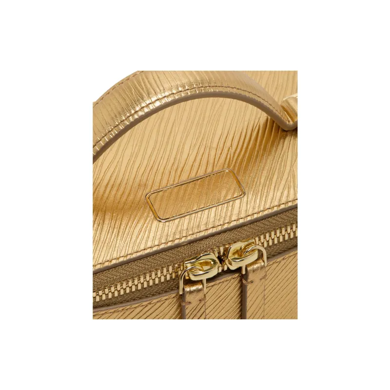 TUMI Leather Shoulder Bag Crossbody Bag Handbag Mini Women's Gold-4