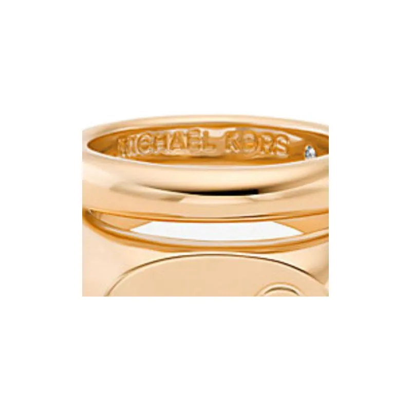MICHAEL KORS Logo Engraved Double Layered Signet Ring-1