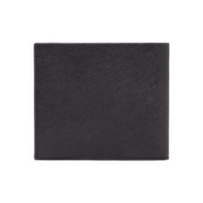 PRADA Saffiano Cow Leather Wallet Men's Black/Navy-2