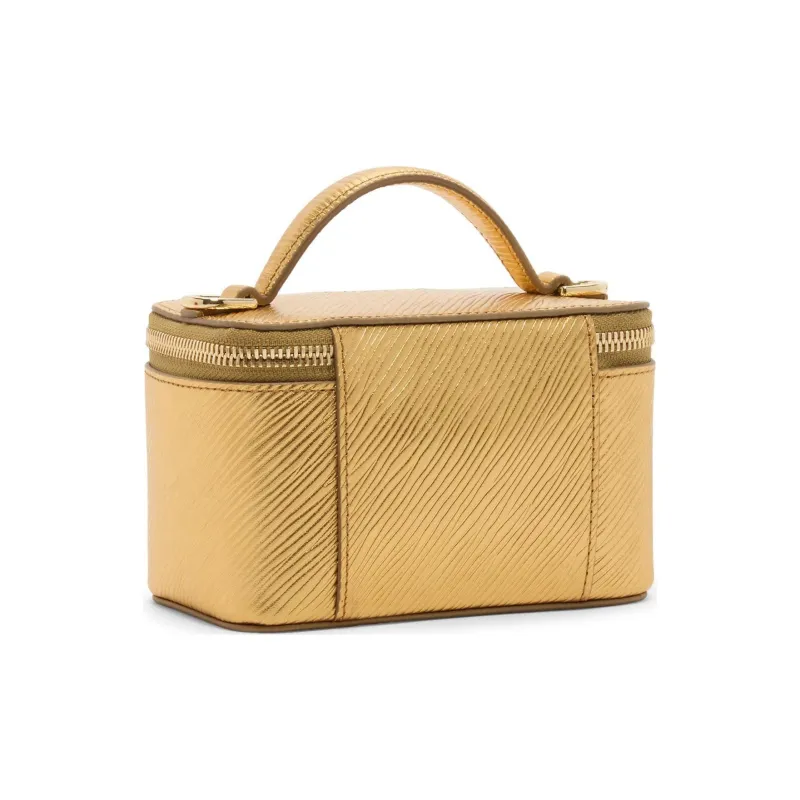 TUMI Leather Shoulder Bag Crossbody Bag Handbag Mini Women's Gold-2