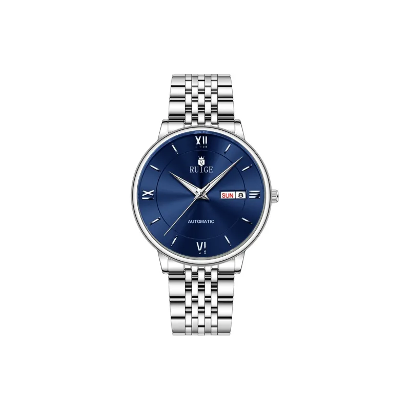 RUIGE Automatic Mechanical Movement Stainless Steel Watchband Men's Watches Black Dial-11