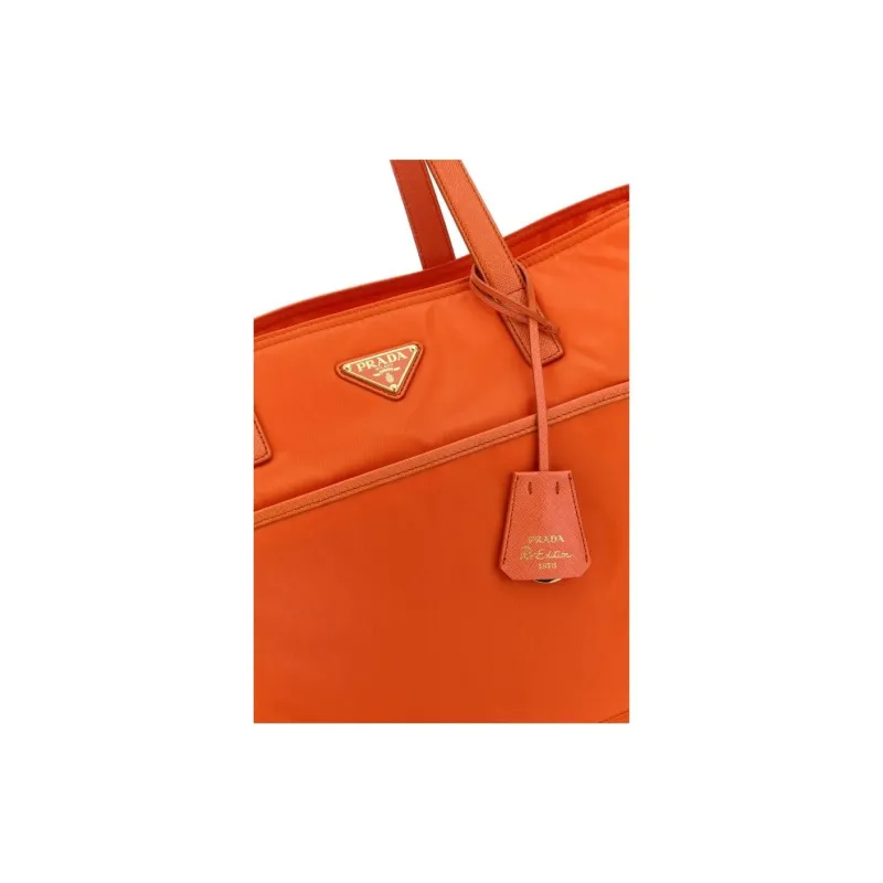PRADA Re Edition Recycled Nylon Tote Bag, Shopping Bag, Shoulder Bag Women's Orange-3