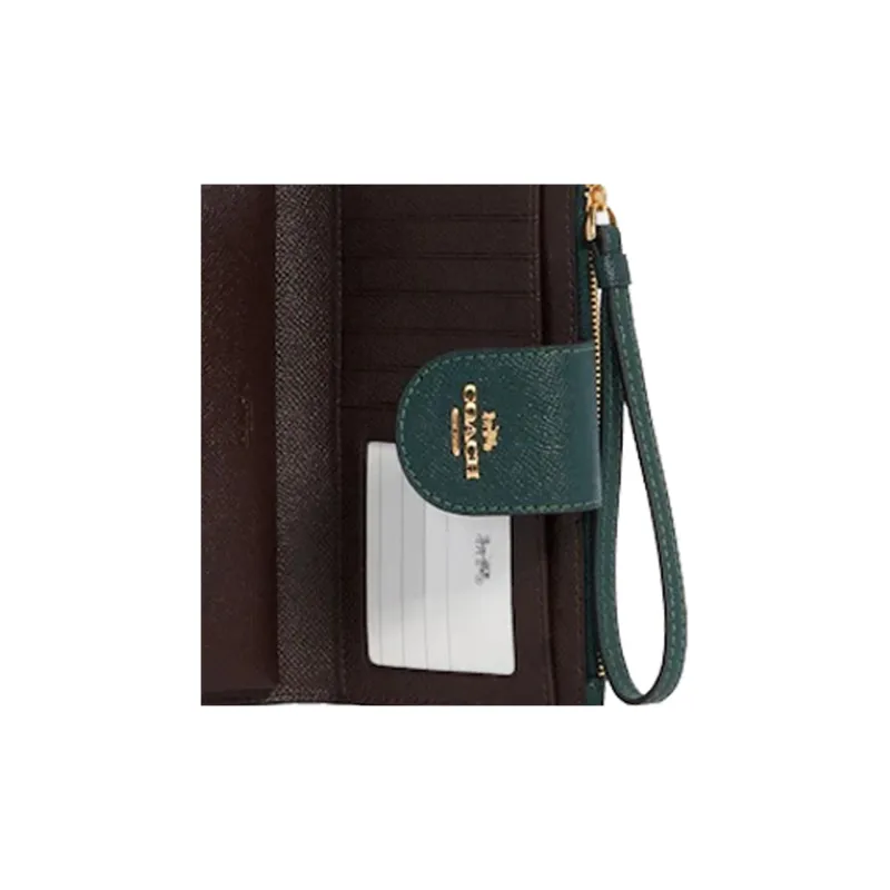 COACH Boxed Cross Grain Leather Handle Handheld Inner Compartment Wallet Box Trumpets Women's Jasper-4