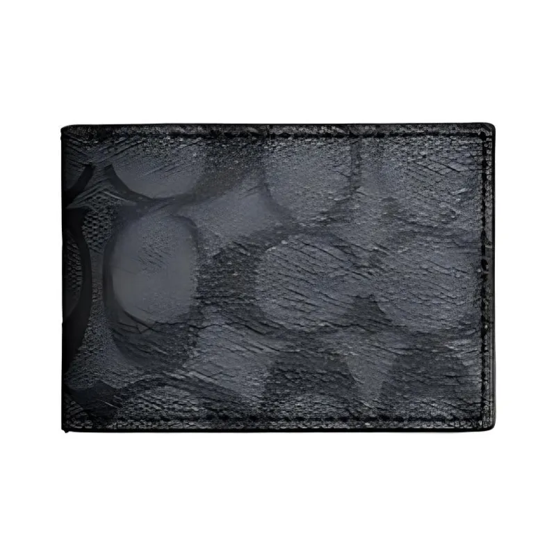 COACH Compact Canvas With Detachable Card Holder, Bag Charm, 3 in 1 Foldable Wallet Mini Men's Black-2