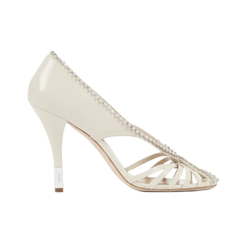 Chloe Leonie Slim Heel High Heels 9cm Women's Ecru-1