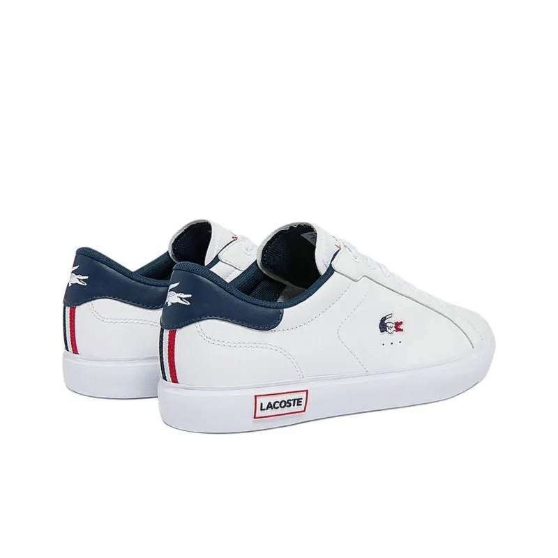 LACOSTE Anti Slip Wear Resistant Low Top Skateboard Shoes Men's White Blue-2