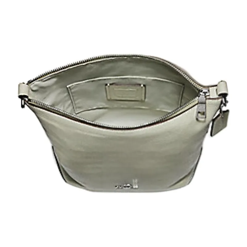 COACH Cow Leather Bucket Bag, One Shoulder Handbag Medium Size Women's Light Gray-1