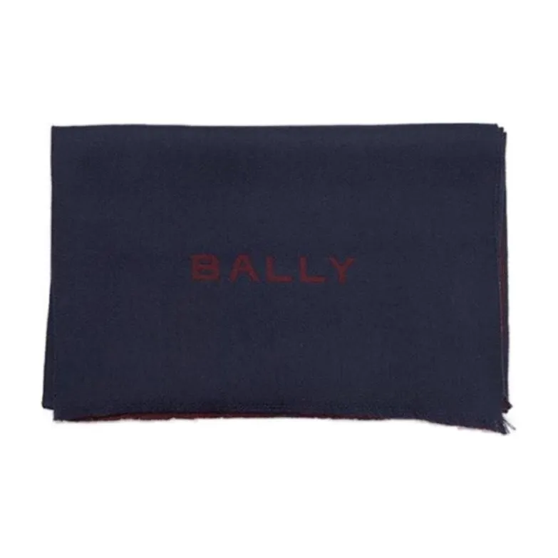BALLY Wool Knit Scarves Men's Dark Blue/Red-2
