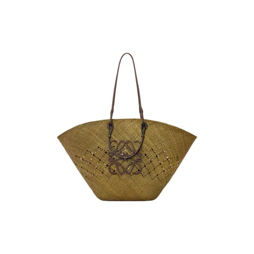 LOEWE Anagram Palm One Shoulder Handbag Large Size Women's Olive & Chestnut