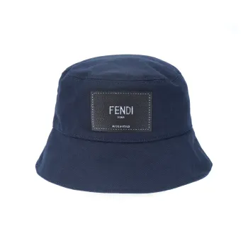 FENDI Logo Patch Narrow Brim Bucket Hat