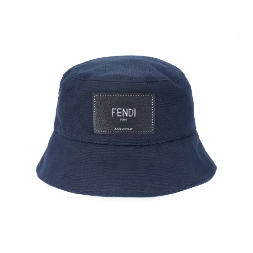 FENDI Logo Patch Narrow Brim Bucket Hat