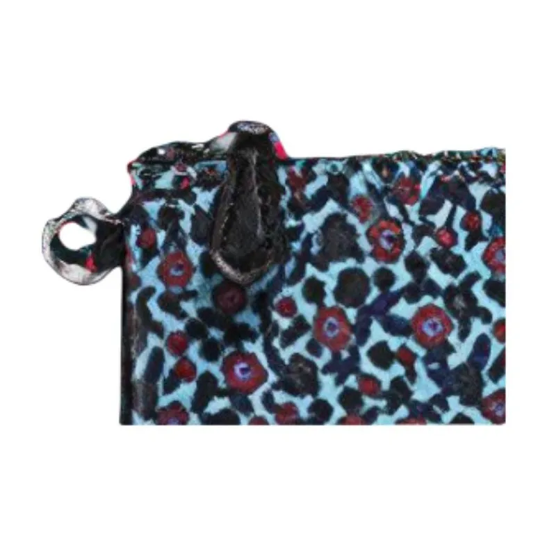 COACH Pouch Canvas Wrist Bag Wallet Coin Purse Card Holder Clutch Medium Size Women's Red Blue Print-1