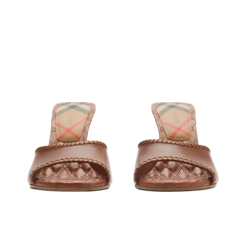 Burberry Slide Slippers 9cm Women's Brown-3