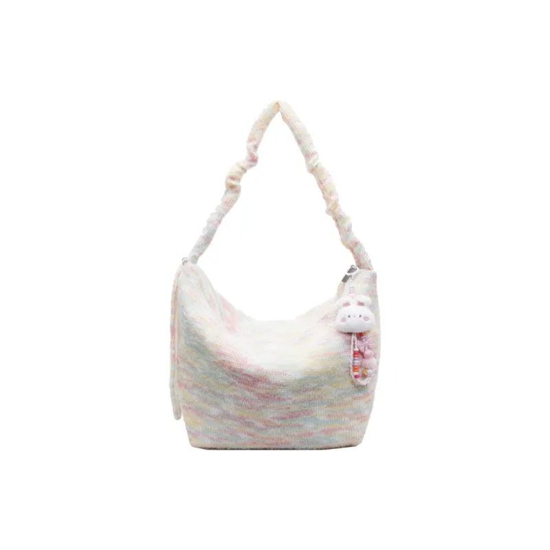 Bistar Galaxy Knitted Fabric Shoulder Bag Regular Unisex White/Pink/Yellow/Light Blue-1