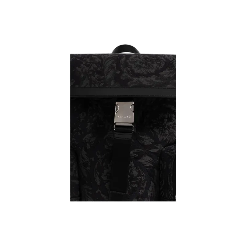 VERSACE Barocco Fabric Backpack Men's Black-4