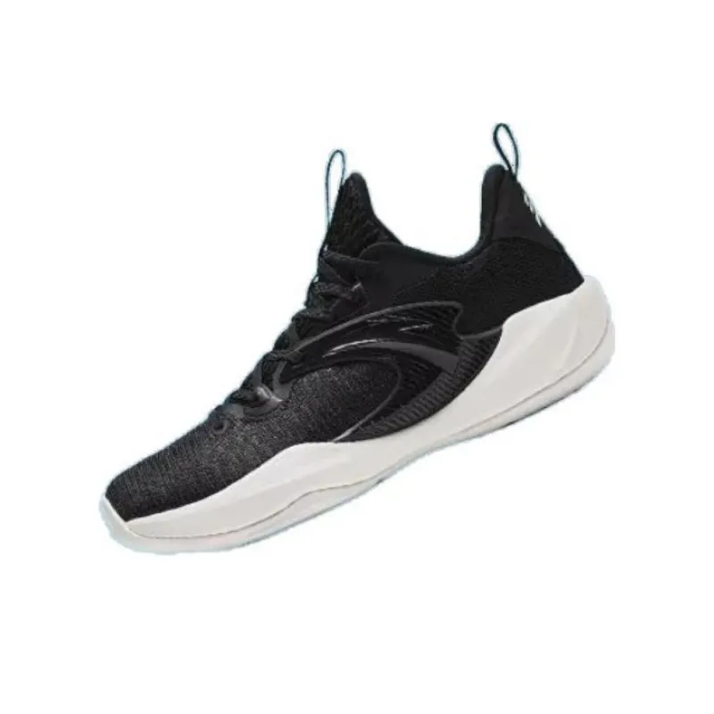 Anta Light Cavalry 9 Cushioned Slip-Resistant Abrasion-Resistant Low-Top Basketball Shoes Men's Black White-2