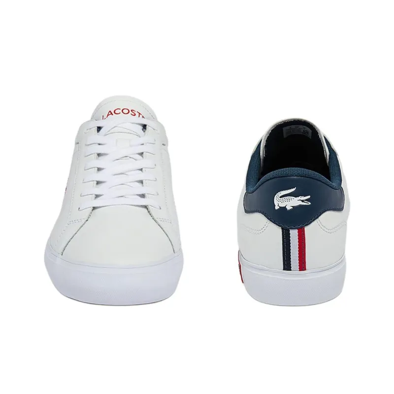 LACOSTE Anti Slip Wear Resistant Low Top Skateboard Shoes Men's White Blue-3