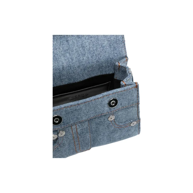 MOSCHINO Denim Shoulder Bag Crossbody Bag Handbag Women's Light Blue-3
