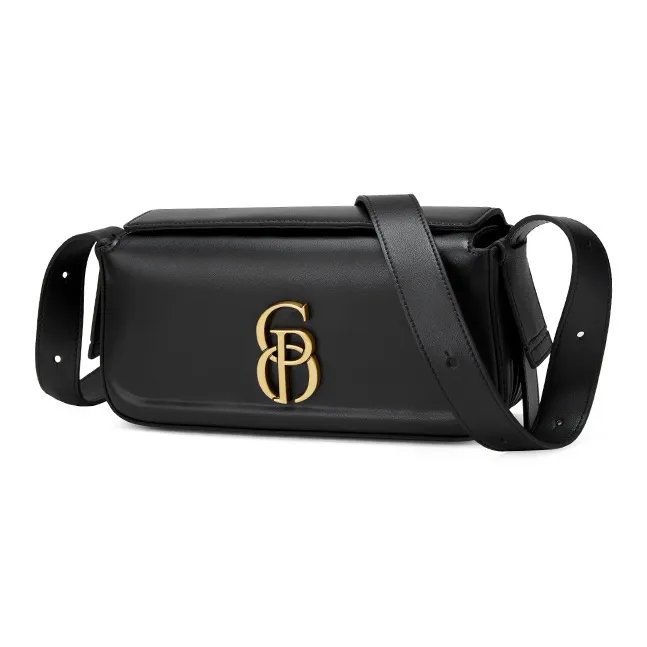 PIERRE CARDIN Cow Leather Shoulder Bag, Box Bag, Shoulder Bag Women's Black/Brown-1