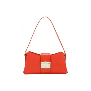 Furla Metropolis Collection Leather Handbag Shoulder Bag Women's Red