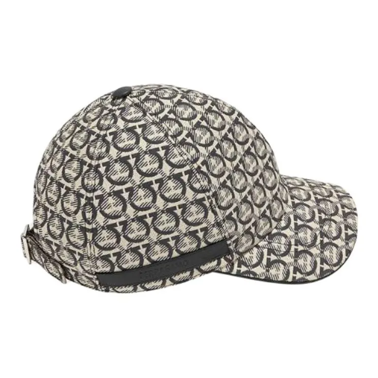 FERRAGAMO Calfskin Baseball Caps Men's Beige-1