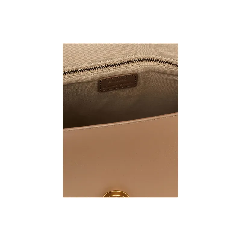 PINKO Leather Shoulder Bag Crossbody Bag Handbag Women's Beige Brown-3