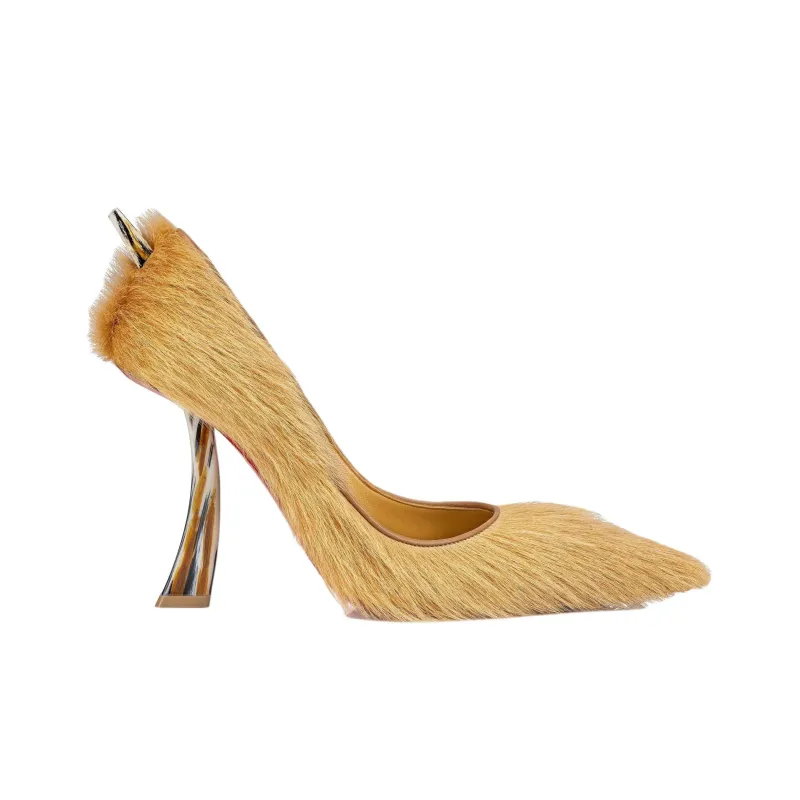 CL LUBOTING Kate Clawma Irregular Heel High Heels 10cm Women's Yellow-1