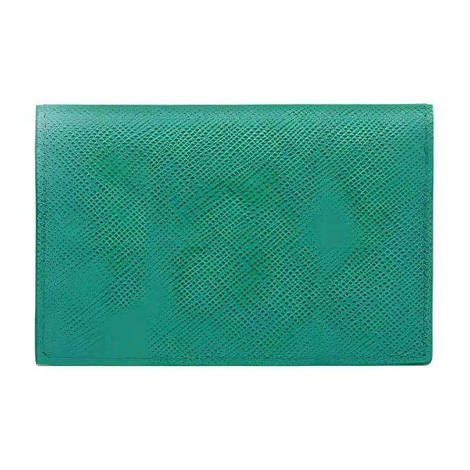 PRADA Saffiano Leather Card Clip Card Holder Women's Green-1