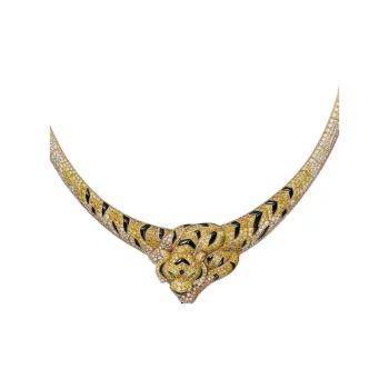 CARTIER 18K Gold Diamond Emerald Onyx Necklaces Unisex Gold
