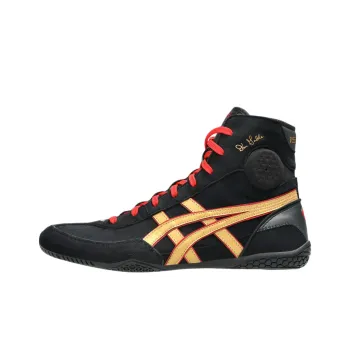 Asics Anti Slip Wear Resistant High Top Training Shoes Unisex Black Gold