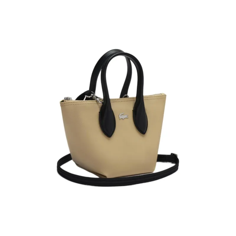 LACOSTE PVC Tote Bag, Shopping Bag, Shoulder Bag, Crossbody Bag, Handbag Mini Women's Apricot & Black-2