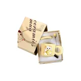Milk Yellow Cup-Cute Little White Mouse[Spoon+Cup Lid+Box]
