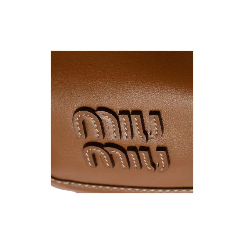 MIU MIU Calfskin Backpack Unisex Brown-4