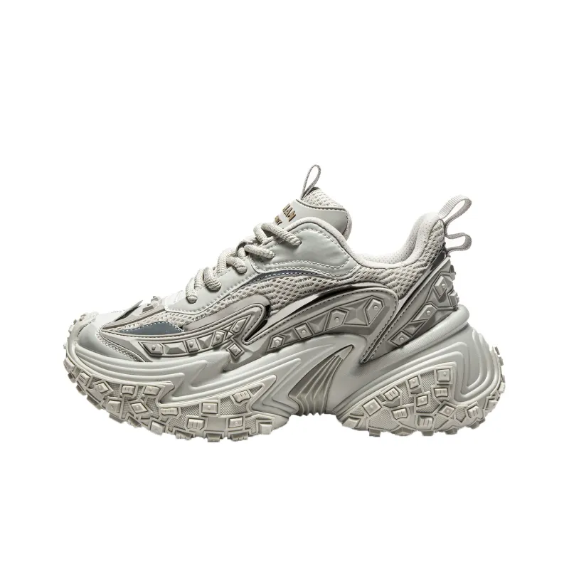 MQ Cushioned Slip-Resistant Abrasion-Resistant Low-Top Chunky Sneakers Unisex Ecru-0