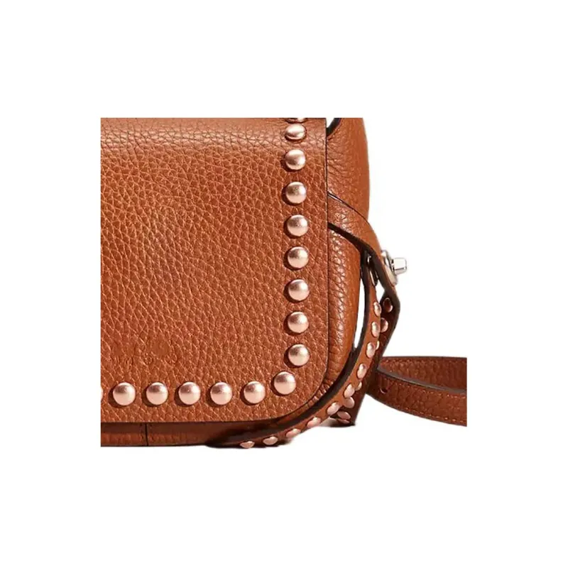 COACH Dakotah Leather Shoulder Bag Crossbody Bag Mini Women's Saddle Leather With Peach Accents-2