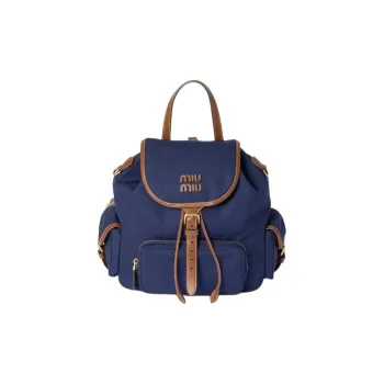 MIU MIU Cotton Backpack Women's Cornflower Blue & Brandy