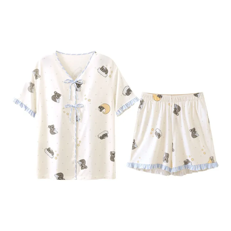 JINGYUN Deep Pajama 70 Pajama Set Women's Cloud Light White-0