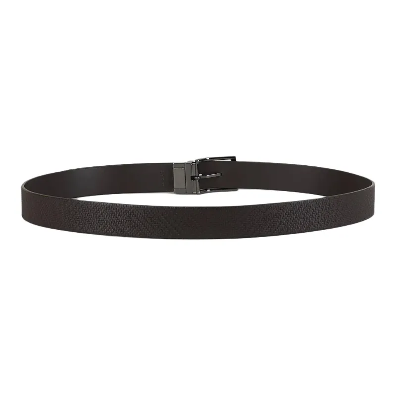 EMPORIO ARMANI Weave-embossed Reversible Leather Belt-2