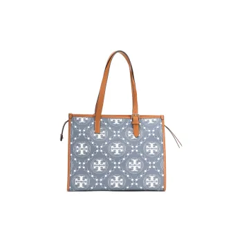 TORY BURCH Fabric Tote Bag Shopping Bag Shoulder Bag Handbag Small Size Women's Gray & Multicolor