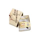 Milk Yellow Cup-Cute Little Brown Mouse[Lid Spoon+Box]