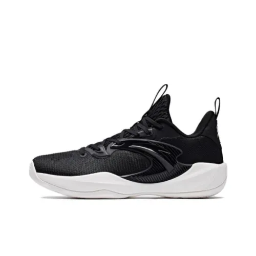Anta Light Cavalry 9 Cushioned Slip Resistant Abrasion Resistant Low Top Basketball Shoes Men's Black White