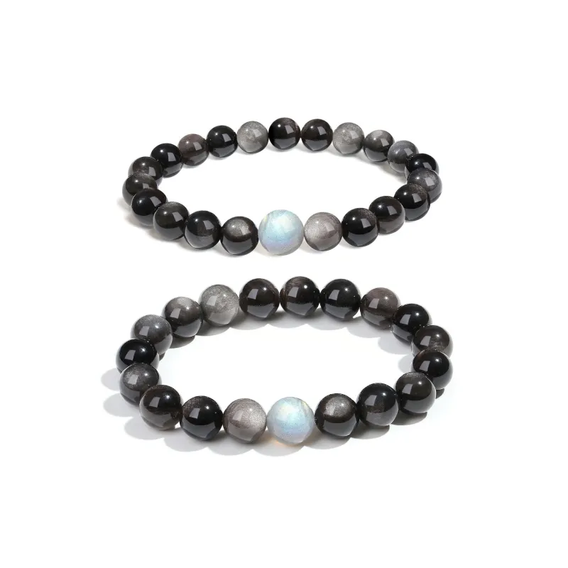 PUTUOSHANWENCHUANG Obsidian Bracelets Unisex-0