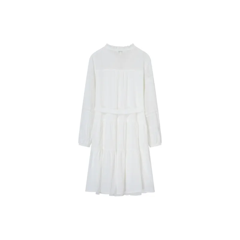 E.land Long Sleeved Dresses Women's Ivory White/White-1