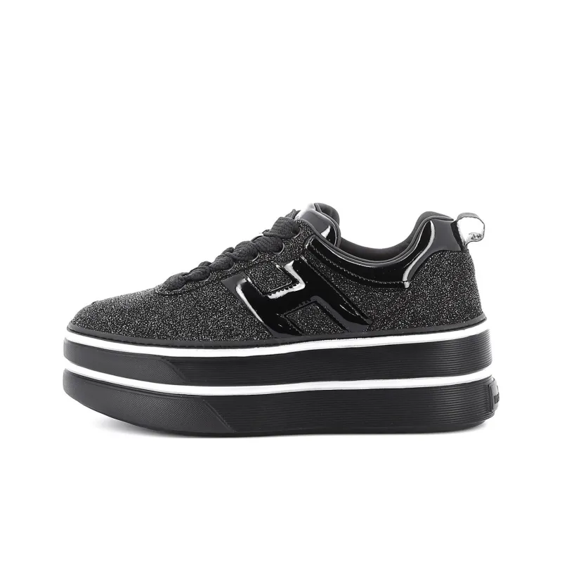 HOGAN H449 Low Top Skateboard Shoes Women's Black-0