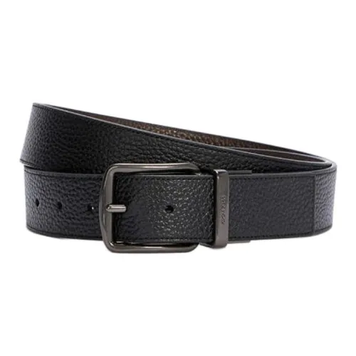 COACH Calfskin Leather Belts Men's Black Width 3.8CM