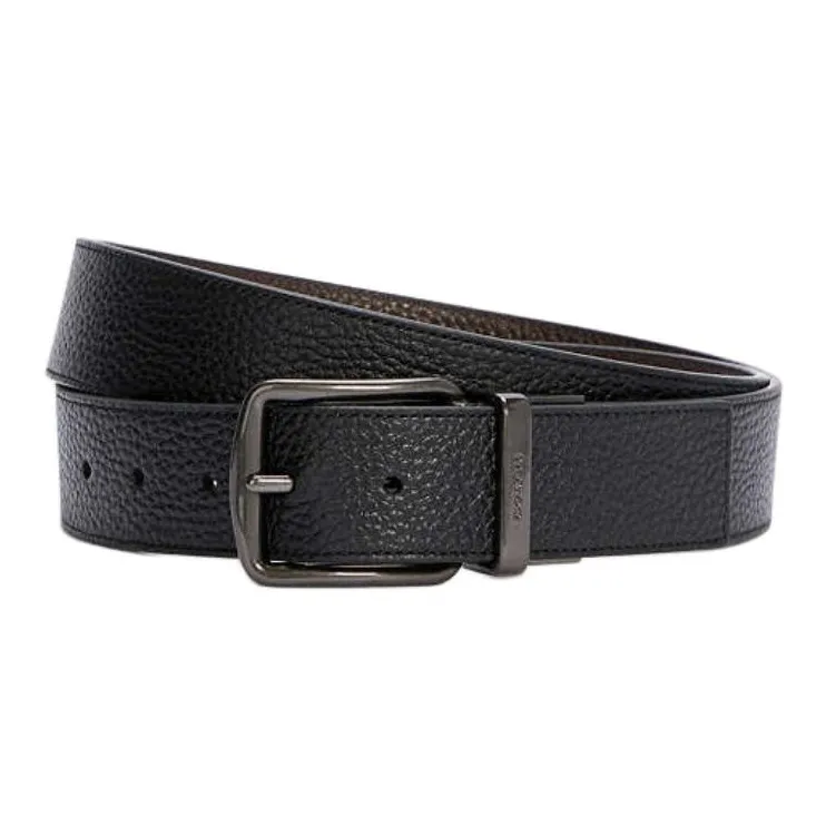 COACH Calfskin Leather Belts Men's Black Width 3.8CM-0