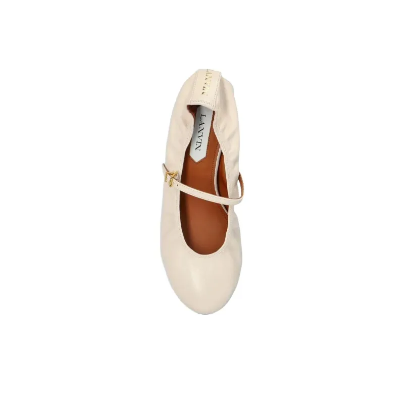 Lanvin Cream Chunky Heel High Heels 4cm Women's Pearl White-4