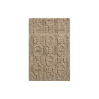 HERMES Cashmere Wool Knit Scarves Women's Light Umber